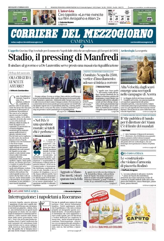 Prima-pagina-corriere del mezzogiorno-del-2025-02-05